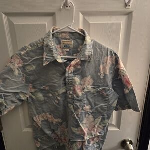 Men's Floral Casual Button Down Shirt - Blue and Pink